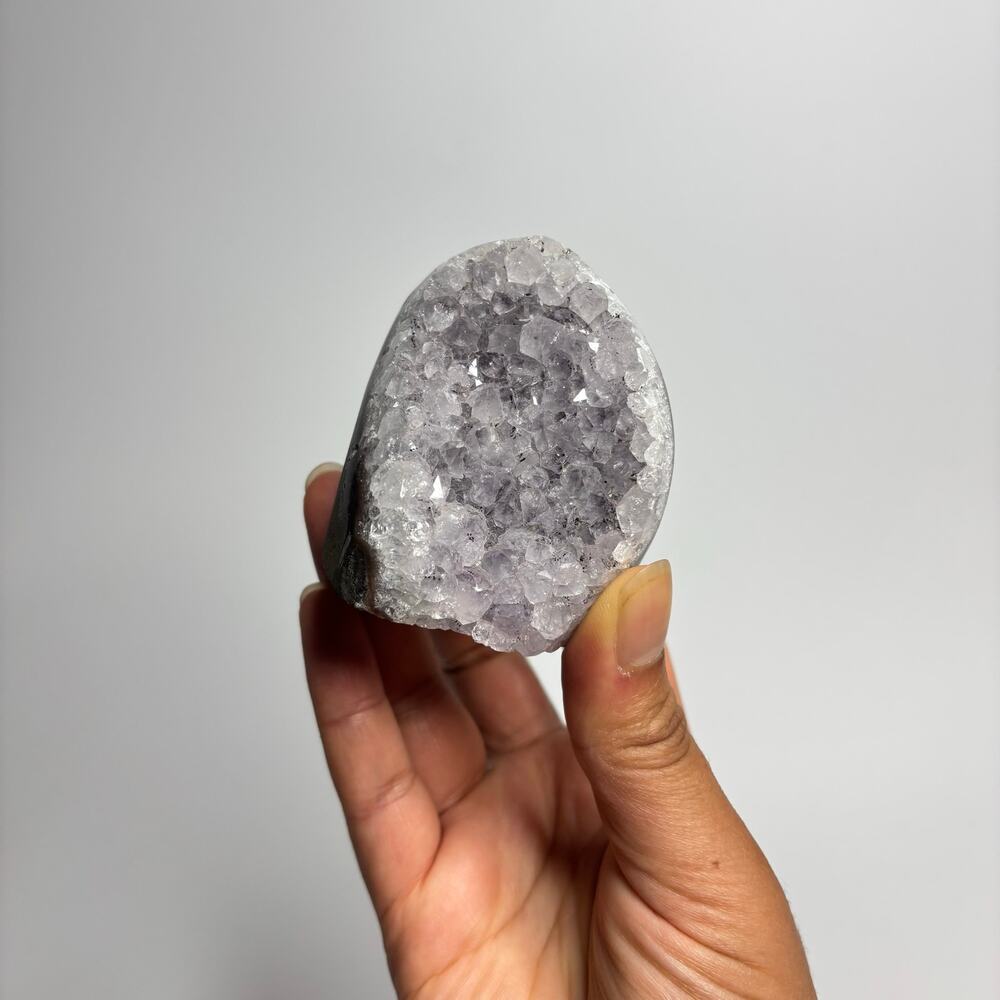 Natural Pale Amethyst Geode Cut Base Standing Cluster